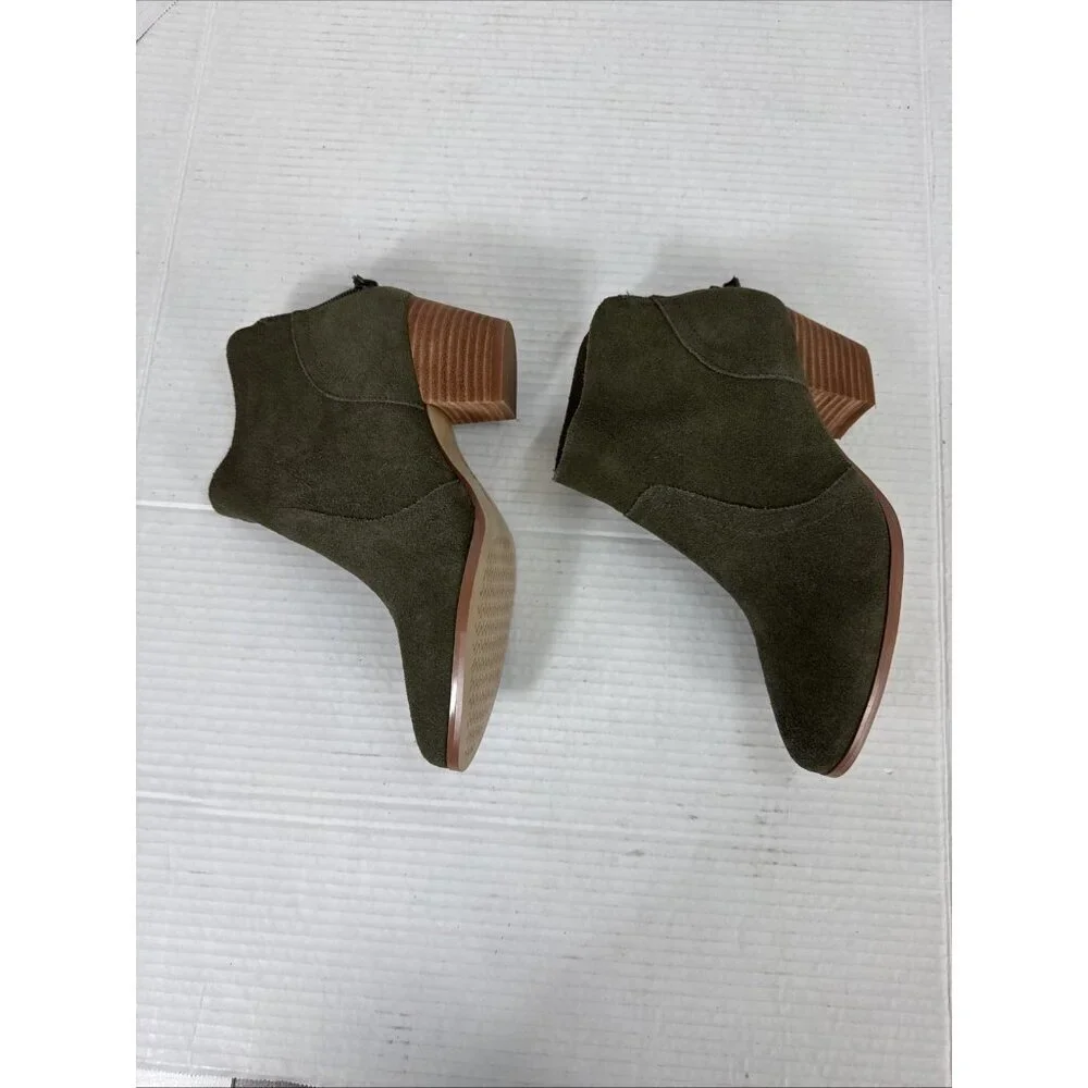 Violet & Red Cupid Bootie Boot Women's 7M Olive Suede NWOB 9327‎